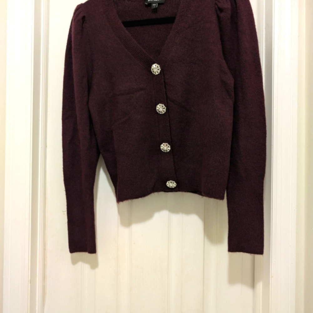 Express Purple Cardigan Sweater Timeless Knit Design